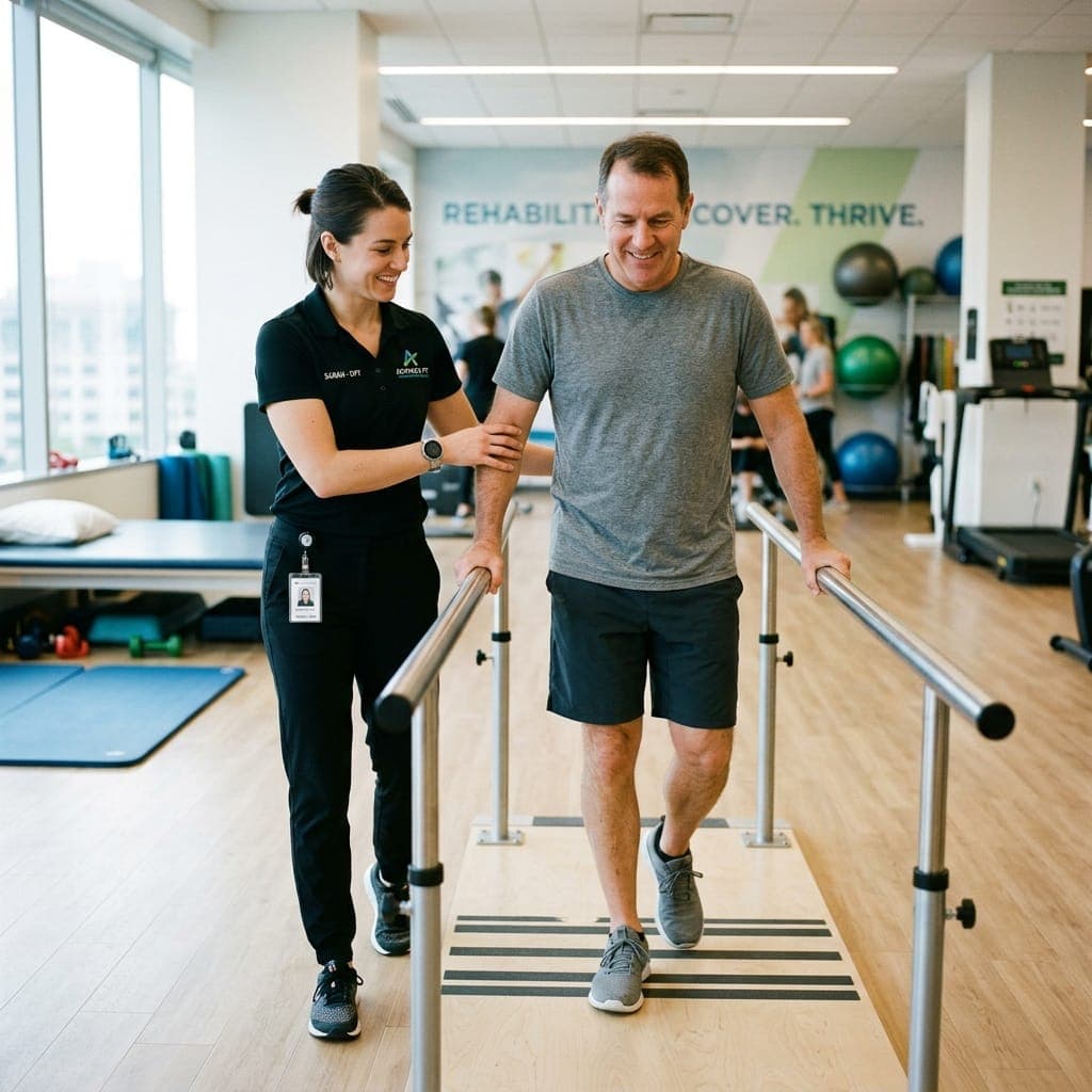 Therapy professional working with a patient